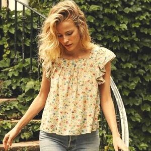 Doen Floral Blouse with Ruffle Sleeves